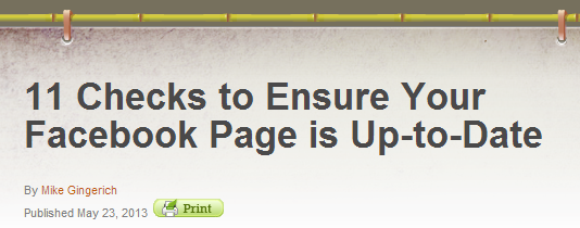 Facebook Page Checklist – 11 Items to Audit on your Fan Page