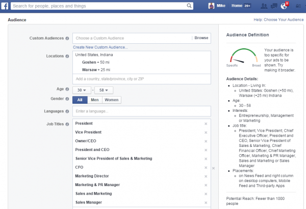 Facebook Ad targeting