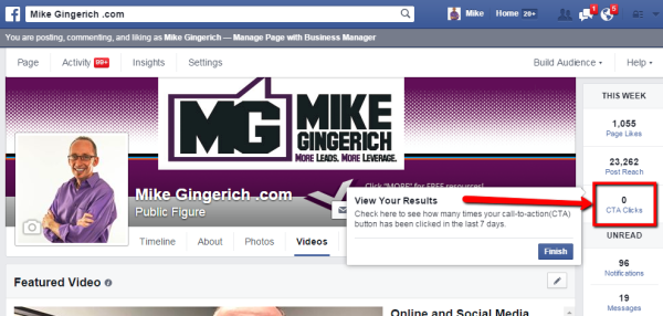 facebook page cta insights