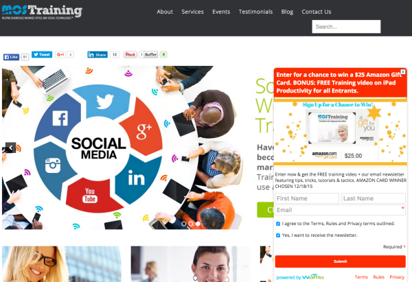This is the Waftio widget opened up. It shakes first to grab attention and then is ready for the visitor to input their information!