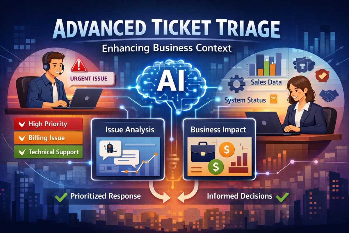 AI-powered ticket triage system for business context analysis, prioritization, and informed decision-making in consultancy...