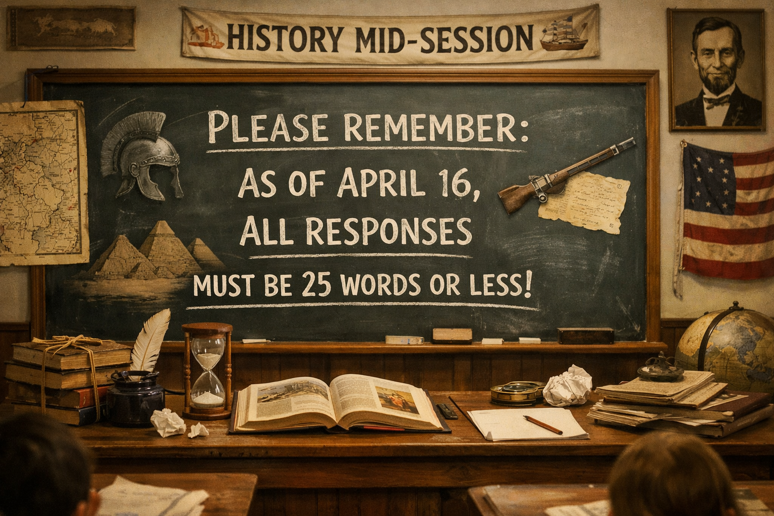 Vintage classroom chalkboard displaying 