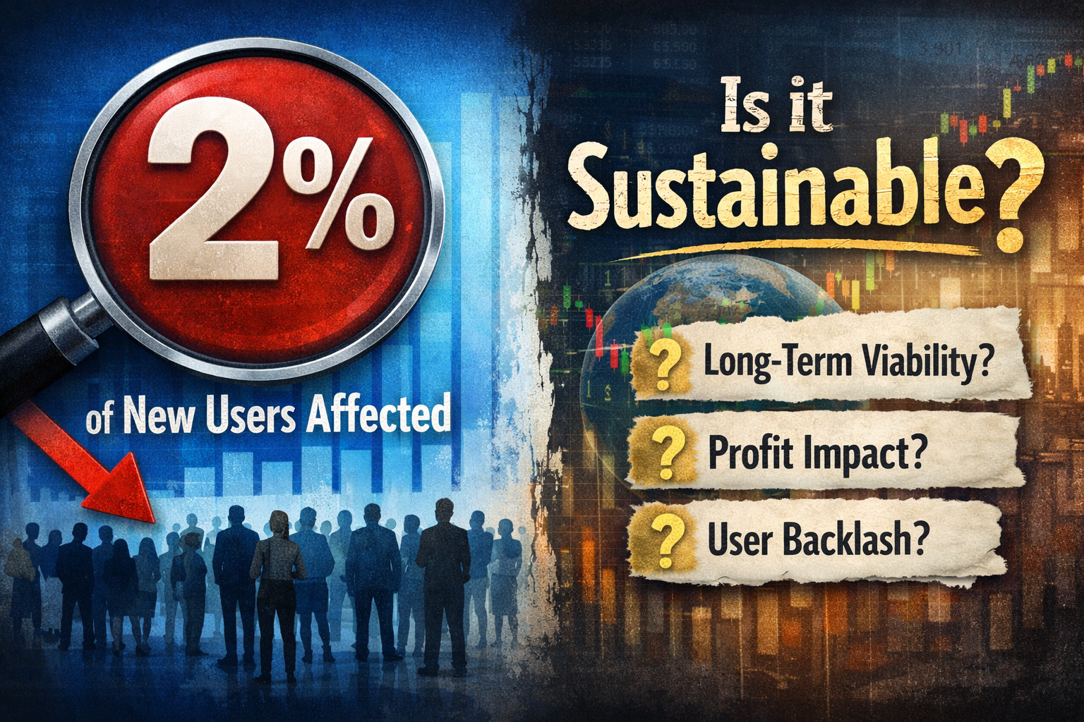 2% new users affected: infographic questioning Claude Pro plan sustainability, viability, profit impact, and user backlash...