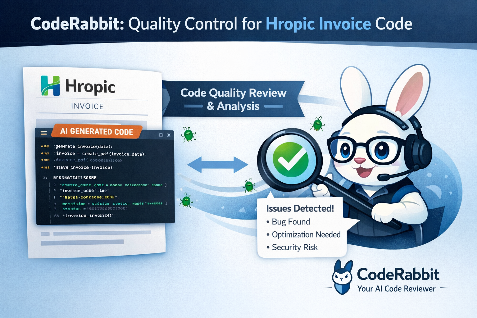 CodeRabbit AI code reviewer detecting bugs and security risks in Hropic Invoice code quality analysis