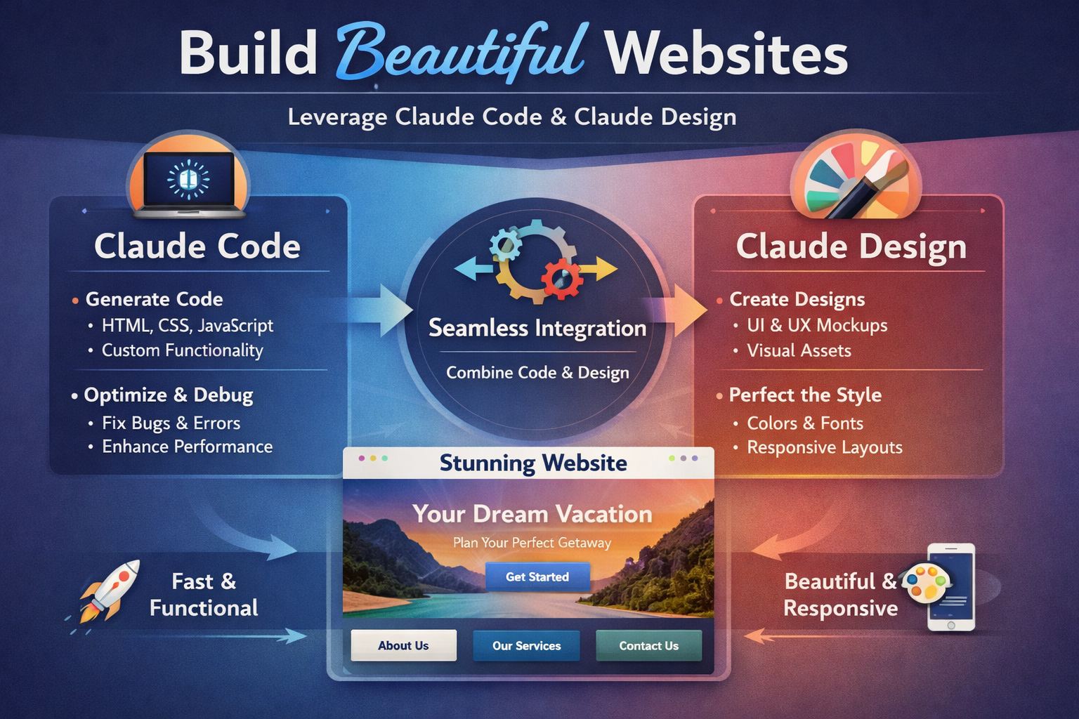 Claude Code & Design integration for building beautiful, responsive websites with seamless coding and design workflows.