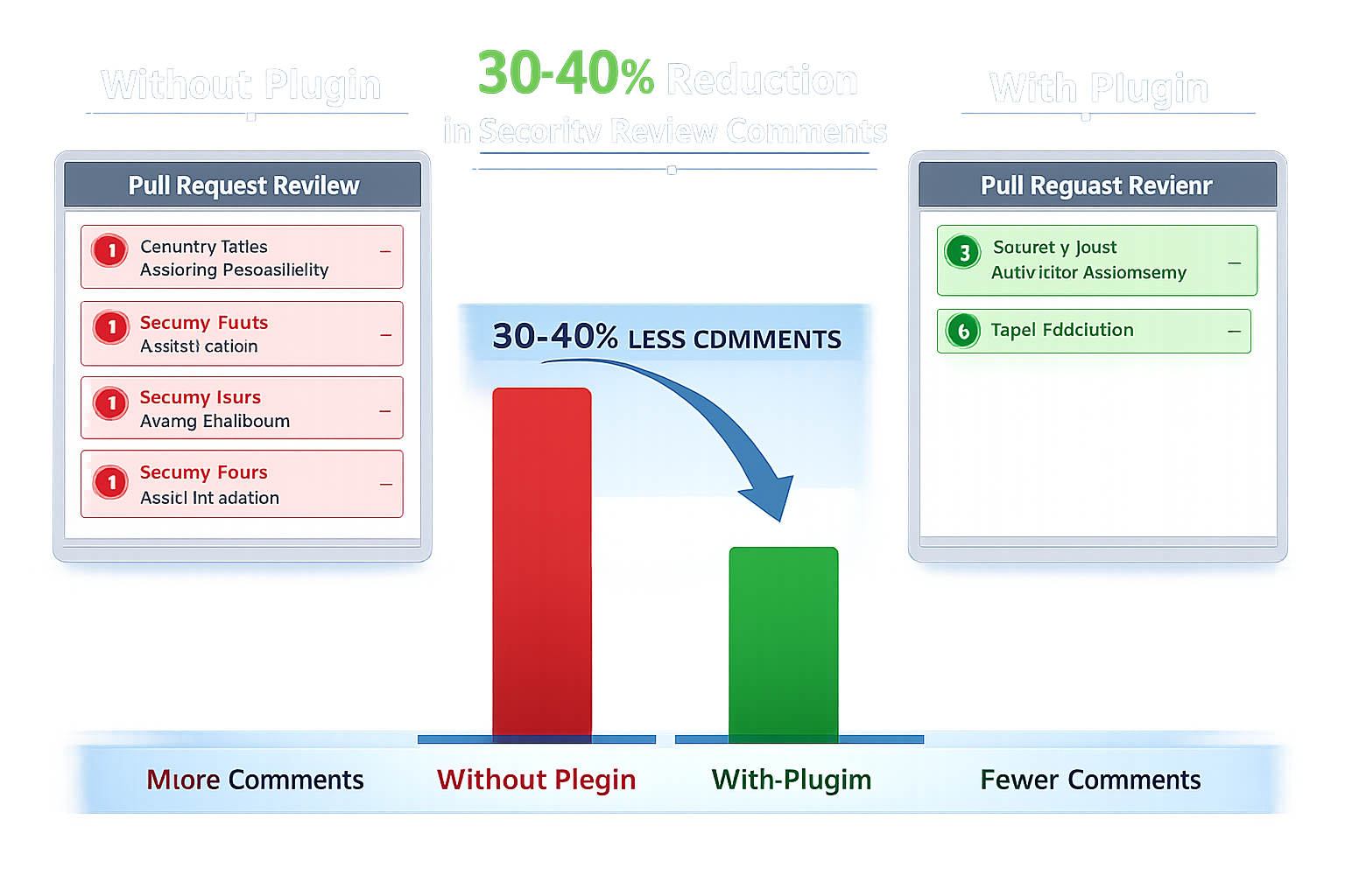 Claude Security Plugin reduces PR review comments by 30-40% compared to standard review without plugin integration.