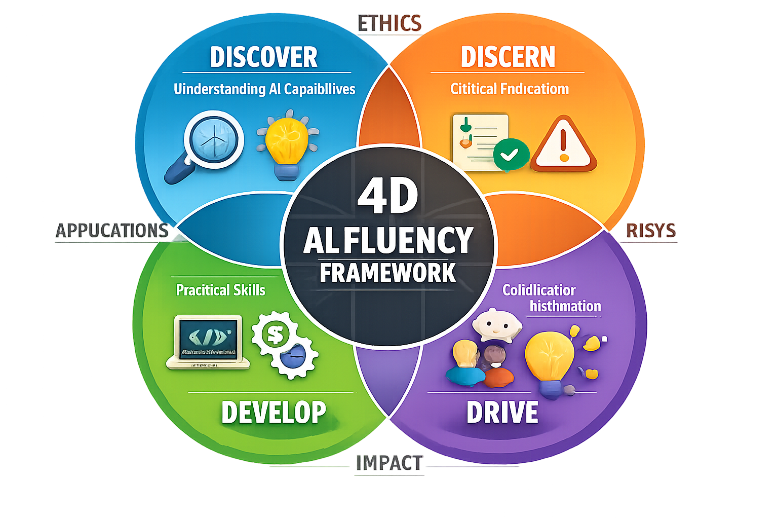 4D AI Fluency Framework: Discover, Discern, Develop, Drive - comprehensive AI training model for understanding capabilitie...