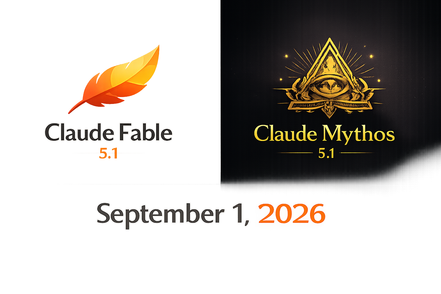 Claude Fable 5.1 and Claude Mythos 5.1 logos launching September 1, 2026 with improved cache efficiency.